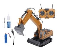Asixxsix RC Excavator, Alloy Remote Control Construction Toy for Kids with 2.4G Wireless, Metal Shovel, Movable Tracks, USB Rechargeable, STEM Learning Great for Boys Ages 6+