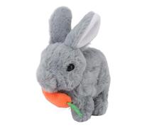 Asixxsix Realistic Bunny Toy, Interactive Plush Electronic Bunny, Easter, with Lifelike Hops Wiggles Ears Sound Charming Design and Portable, for Kids (Gray)