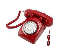 Asixxsix Retro Rotary Dial Phone, Retro Vintage Landline Telephone, Old Fashioned Corded Phones with Mechanical Ringer Speaker for Home Office Desk Hotel (Red)