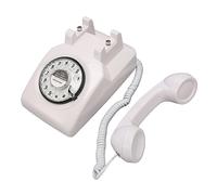 Asixxsix Retro Rotating Phone, Vintage Landline Telephone with Mechanical Ringer and Dial for Home Office Use, ABS Material Analog Desk Phone (White)