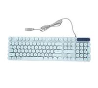 Asixxsix Retro Wired Gaming Keyboard, Led Backlit Typewriter Style Mechanical Gaming Keyboard with 104 Round Keys, Multimedia Keys, Ergonomic USB Keyboard for Office Desktop Laptop (Blue)