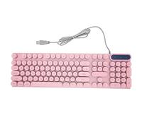 Asixxsix Retro Wired Gaming Keyboard, Led Backlit Typewriter Style Mechanical Gaming Keyboard with 104 Round Keys, Multimedia Keys, Ergonomic USB Keyboard for Office Desktop Laptop (Pink)