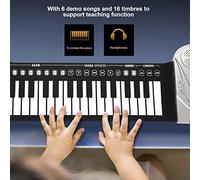 Asixxsix Roll Up Piano, 49 Key Portable Piano Lightweight Silicone Material Built-in Speaker 6 Demo Songs 16 Timbres Electronic with 3.5mm Jack for Kids (Silver)