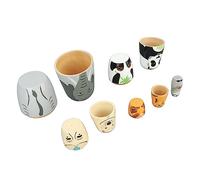 Asixxsix Russian Nesting Dolls, Handmade Matryoshka Wood Stacking Dolls Wooden Animal Nesting Elephant Panda Toy Gifts for Girls Boys Birthday