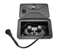 Asixxsix RV Exterior Shower Box Kit with Keys, 2.5GPM Outdoor Shower Head Faucet Hose Box RV Accessories for Fifth Wheels, Motorhomes, Travel Trailers, Easy to Install (Black)