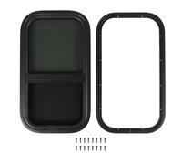 Asixxsix RV Window, 12.2x22.36inch Vertical Sliding Window Tempered Glass RV Campers Trailer Window with Removable Fly Net, Water proof Aluminum Alloy Rounded Corner