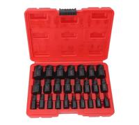 Asixxsix Screw Extractor Set, 25 Pieces Hex Head Multi-Spline Easy Out Bolt Extractor Kit for Broken Stripped Rusted Bolts Screws Nuts, 40Cr Alloy Steel, Deep Spiral Texture (Black)