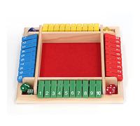 Asixxsix Shut The Box Game, Non Slip Base Clear Numbers Portable Math Board Game, Dice Games with Wooden Tiles for 2-4 Players Home Pub Party (Red Bottom)