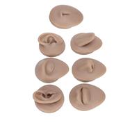 Asixxsix Silicone Human Ear Eye Nose Mouth Tongue Model for Novice Simulation Practice, Soft and Reusable Skin-Like Body Parts Set for Jewelry Display (Dark Skin)