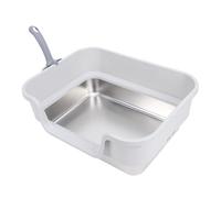 Asixxsix Stainless Steel Cat Litter Box, Low Entry Large Metal Kitty Litter Box with Scoop Non Sticky Leak Proof 6 Inch High Side Easy Entry for Home Older Cats Injured Pets (Light Gray)