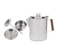 Asixxsix Stainless Steel Coffee Pot, Percolator with V Spout Wood Handle and Glass Lid, Fine Filter Multi Stove Compatible, for Camping Home Gas Electric Induction Stove (12 Cup 2000-3000ML)