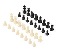 Asixxsix Standard International Chess Set Durable Eco-Friendly Plastic Tournament Chessmen for Chess Tournament Players and Lovers, Black&White 32pc