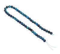 Asixxsix Tiger Eye Beads, AAA Grade Blue Round Beads High Gloss Finish, Volcanic Tiger Eye Stone with Crystal Stretch Cord for Jewelry Making Bulk (8mm【48pcs/String】)