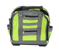 Asixxsix Tool Bag, Non Slip Water Proof Hard Bottom Oxford Cloth Heavy Duty Tool Organizer with 40 Pockets and Orange Interior for Repair Construction Work