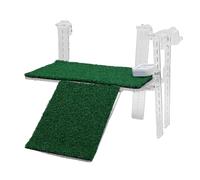 Asixxsix Turtle Basking Platform, Adjustable Non Slip Acrylic Hanging Turtle Dock with Artificial Grass Tortoise Ramp Climbing Ladder Compatible with Various Tank Sizes for Aquarium