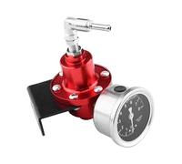 Asixxsix Universal Aluminum Adjustable FPR Fuel Pressure Regulator for High Performance Turbo Engines with Oil Filled Gauge for Cars (Red)