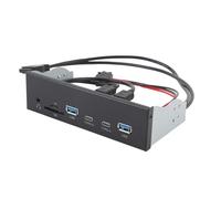 Asixxsix USB Front Panel Hub, 6 Ports 19 Pin GEN2 X 2 Support USB A TYPE C Memory Card Microphone Input 5Gbps Optical Drive Extension Panel, Front Panel USB Hub for PC Computer