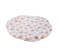 Asixxsix USB Pet Heating Pad, 21.65x1.97inch Round Flannel Warm Dog Cat Heated Blanket Mat for Winter Cold Weather, Indoor Outdoor Pet Warming Bed (Milky Footprints)
