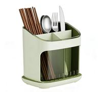 Asixxsix Utensil Holder, ABS Plastic Kitchen Countertop Organizer with Detachable Chopstick Holder and Drainage Groove for Forks Spoons and Kitchen Tools, Utensil Organizer (Green Transparent Green)