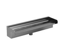 Asixxsix Waterfall Spillway, Black Stainless Steel Outdoor Fountains, Waterfalls Kit with Pipe Connector, Rectangular Water Feature Spillway for Swimming Pool, Garden Outdoor Pond (500MM)