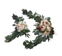 Asixxsix Wedding Arch Flowers, Colorfast Romantic Silk Flower Garland Artificial Arch Decorations with Ribbon Cords for Wedding Reception Backdrop Outdoor Beach Garden Events (Champagne)