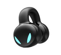 Asixxsix Wireless Bluetooth 5.3 Earhook Earphone, Open Ear Clip On Single Headset, IPX5 Sweat Proof, 8H Playtime, Touch Control, with 50mAh Rechargeable Battery for Smartphones (Black)