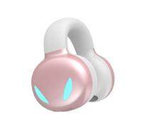 Asixxsix Wireless Bluetooth 5.3 Earhook Earphone, Open Ear Clip On Single Headset, IPX5 Sweat Proof, 8H Playtime, Touch Control, with 50mAh Rechargeable Battery for Smartphones (Pink)