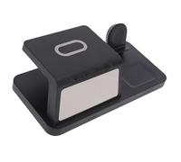 Asixxsix Wireless Charging Station, Qi Certified 15W Fast Multiple Devices Charger with Digital Alarm Clock for Phone Watch Earbuds, Portable Charging Stand Dock for Bedroom Desktop
