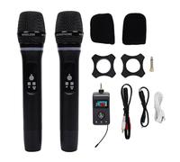 Asixxsix Wireless Microphone System, Professional Dual Handheld Cordless Dynamic Mic System with Rechargeable Receiver, Karaoke Microphone Set for Singing, Karaoke, Wedding, DJ