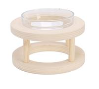 Asixxsix Wooden Elevated Cat Bowl Stand, with Glass Dish for Neck Protection, Raised Pet Feeding Station Raised Cat Feeding Bowl Pet Food Rack for Cats and Small Dogs