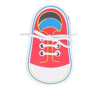 Asixxsix Wooden Lacing Shoe Toy Learn to Tie Shoelaces Fine Motor Skills, Early Development Teaching Independence, Smooth Threading Toy for Kids, Toddlers, Early Educational (Lacing and Stringing Toy)