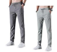 ASIYAN Ice Silk Pants Men's Stretch Quick-drying Ice Silk Jogging Pants Summer Sports Pants With Elastic Waistband Breathable Leisure Pants Men's Trousers Wide Leg M-5XL(Dark gray+green,5XL)