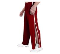 ASIYAN Rehabilitation Pants Men Jogging Pants M-3XL, Wide Jogging Pants, Casual Women Open At The Side, Wide Training Pants With Side And Zipper At The Legs, Wide Legs(Red,L)