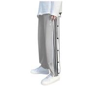 ASIYAN Rehabilitation Trousers For Men And Women, Side Opening, Press Studs, Jogging Bottoms, Sweatpants, Sports, Fitness Open Leg Leisure Trousers With Buttons On The Side, Sportswear(Gray,L)