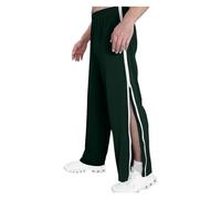 ASIYAN Wide Leg Quick-ficker M-3XL Men's Training Side Split Basketball Jogging Trousers With Full-length Zip, Rehabilitation With Side On The Leg Basketball Pants(Vert,XL)