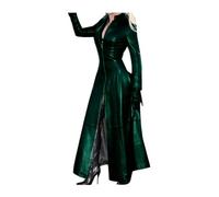 ASIYAN Women's PVC Leather Coat, Classic Jacket With Zipper, Semi-fitted PU Leather Long-sleeved Sheath Pencil Clubwear Cocktail Party Dress, Sizes M-5XL(Deep green,5XL)