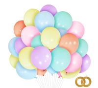 ASIYUHY Pastel Balloons 100pcs 12 Inch Rainbow Balloons With 2 rolls of Balloon Ribbon Assorted Color Thicken Latex Colorful Balloons for Birthday Party Baby Shower Decoration Supplies