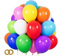 ASIYUHY Rainbow Party Balloons 100 Pack 12 inch Multicoloured Balloon With 2 rolls of balloon ribbon Assorted Color Thicken Latex Colorful Balloons for Birthday Party Wedding Baby Shower Decorations