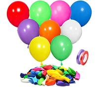 ASIYUHY Rainbow Party Balloons 100 Pack 12 inch Multicoloured Balloons With 2 rolls of balloon ribbon Assorted Color Thicken Latex Colorful Balloons for Birthday Party Wedding Baby Shower Decorations