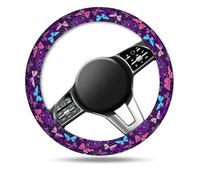 ASJHFDIR Car Steering Wheel Cover, Universal 15 Inch Non-Slip Breathable Neoprene Elastic Steering Wheel Protector, Cute Car Accessories for Women Men Fit Auto, Suvs Luxury Purple Butterfly