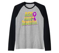 Ask About Dementia Awareness Purple Color Ribbon Alzheimer's Raglan Baseball Tee