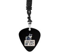 Ask About My Cat Guitar Pick Pendant Necklace for Acoustic Electric Bass Players Guitar Accessories Guitarist Gifts
