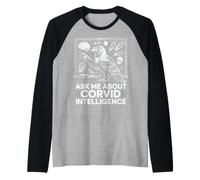 Ask Me About Corvid Intelligence Raven Crow Art Raglan Baseball Tee