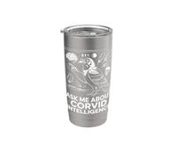 Ask Me About Corvid Intelligence Raven Crow Art Stainless Steel Insulated Tumbler