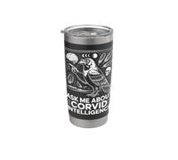 Ask Me About Corvid Intelligence Raven Crow Art Stainless Steel Insulated Tumbler