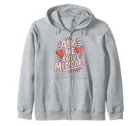 Ask Me About Medicare Design with Heartbeat Graphic Zip Hoodie