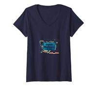 Ask Me About Medicare - I Can Explain It to You V-Neck T-Shirt, Women, Navy, L