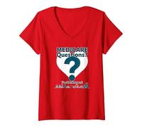 Ask Me About Medicare - I've Got Answers! V-Neck T-Shirt, Women, Red, XL