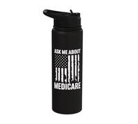 Ask Me About Medicare Stainless Steel Insulated Water Bottle
