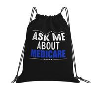 Ask Me About Medicare Women Men Swimming Bags Adjustable Pe Bag Lightweight String Backpack For Climbing Swim Holidays